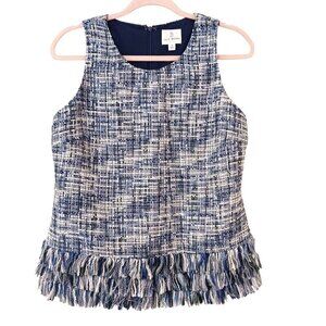 JB by Julie Brown Blue and White Ruffled Tank Top